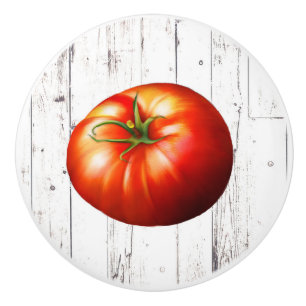 Bouton De Porte En Céramique Rouge TOMATO Blanc Bois rustique Ferme Cuisine