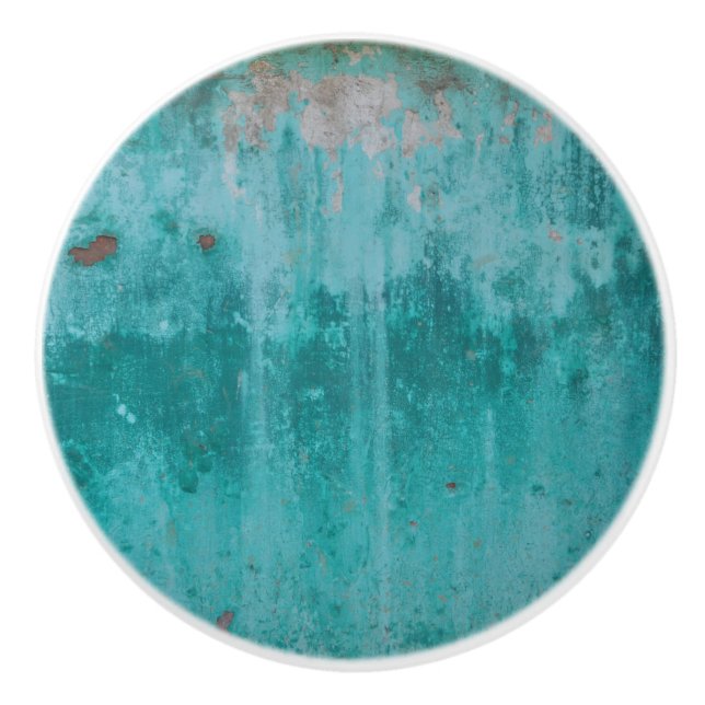 Bouton De Porte En Céramique Rouille Turquoise (Devant)