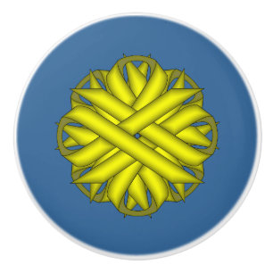 Bouton De Porte En Céramique Ruban de fleurs jaunes par Kenneth Yoncich