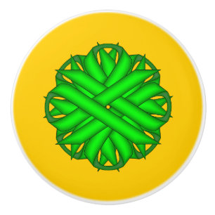 Bouton De Porte En Céramique Ruban de fleurs vert de chaux par Kenneth Yoncich