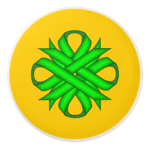 Bouton De Porte En Céramique Ruban de trèfle vert de chaux par Kenneth Yoncich