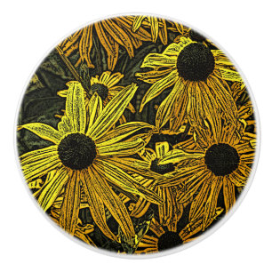 BOUTON DE PORTE EN CÉRAMIQUE RUDBECKIAS
