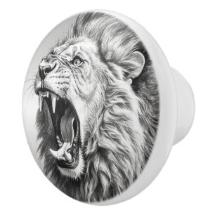 Bouton De Porte En Céramique Rugissement du Lion