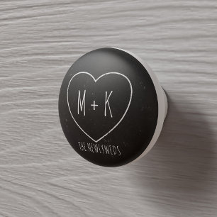 Bouton De Porte En Céramique Rustic Chalkboard Coeur Black Ceramic Knob