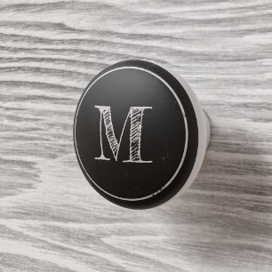 Bouton De Porte En Céramique Rustic Chalkboard Style Monogramme Ceramic Knob