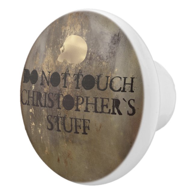 Bouton De Porte En Céramique Rusty béton brun faux crâne doré personnalisé (Droite)