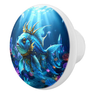 Bouton De Porte En Céramique Sa Majesté le Poisson