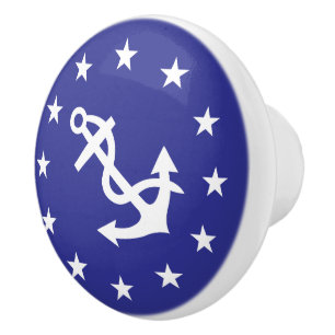 Bouton De Porte En Céramique Sac vide_Ancre blanche_Cercle des étoiles_insignia