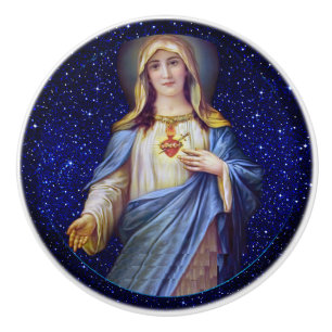 Bouton De Porte En Céramique Sacred Heart of Mary Ceramic Knob