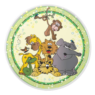 Bouton De Porte En Céramique Safari Jungle Baby Animaux