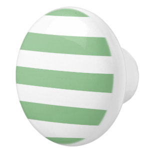 Bouton De Porte En Céramique Sage Grandes horizontales vertes et blanches