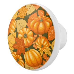 Bouton De Porte En Céramique Saison d'automne Halloween Citrouille Motif