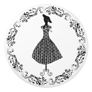 Bouton De Porte En Céramique Salle de couture noir et blanc Bodice Robe de la r
