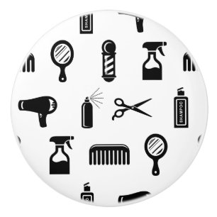 Bouton De Porte En Céramique Salon et coiffeur Motif sur mesure BG COULEUR