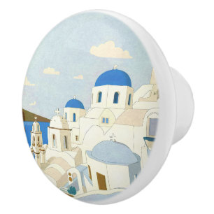 Bouton De Porte En Céramique Santorini Grèce île Vintage voyage Souvenir
