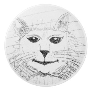 Bouton De Porte En Céramique Sassy Chat en céramique Tirage