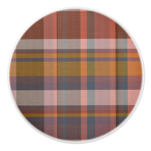 Bouton De Porte En Céramique Scandinave Tissu rouge du clan écossais tendance