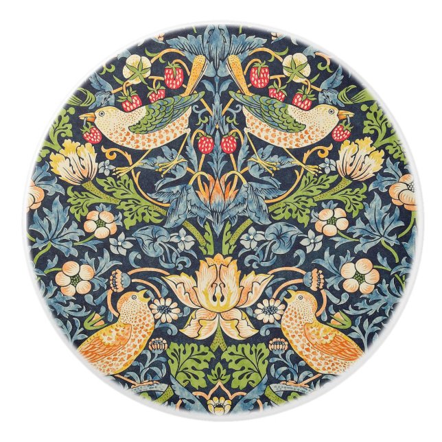 Bouton De Porte En Céramique Schéma floral William Morris Strawberry Thief (Devant)