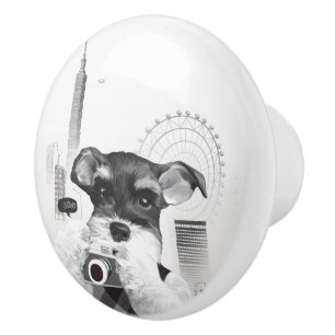 Bouton De Porte En Céramique Schnauzer avec caméra