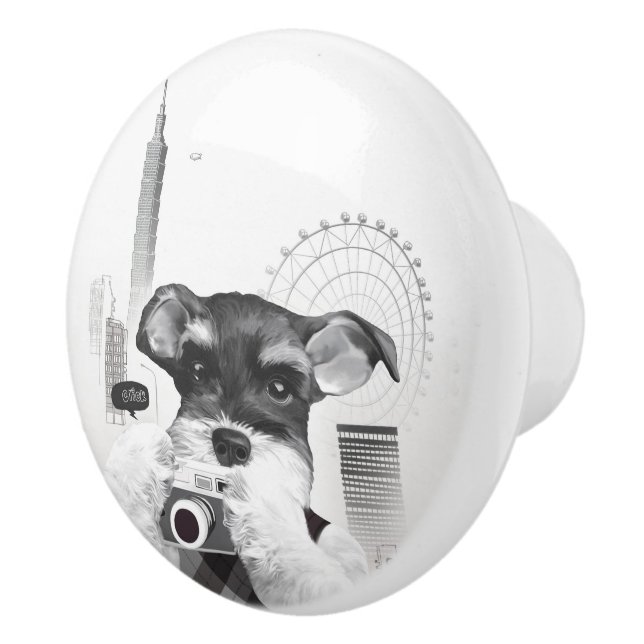 Bouton De Porte En Céramique Schnauzer avec caméra (Droite)