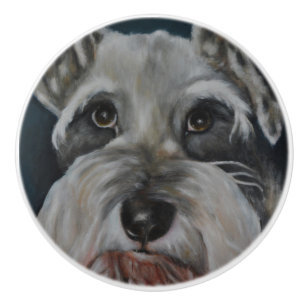 Bouton De Porte En Céramique Schnauzer miniature