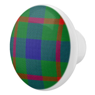 Bouton De Porte En Céramique Scottish Grandeur Clan Agnew Tartan Plaid