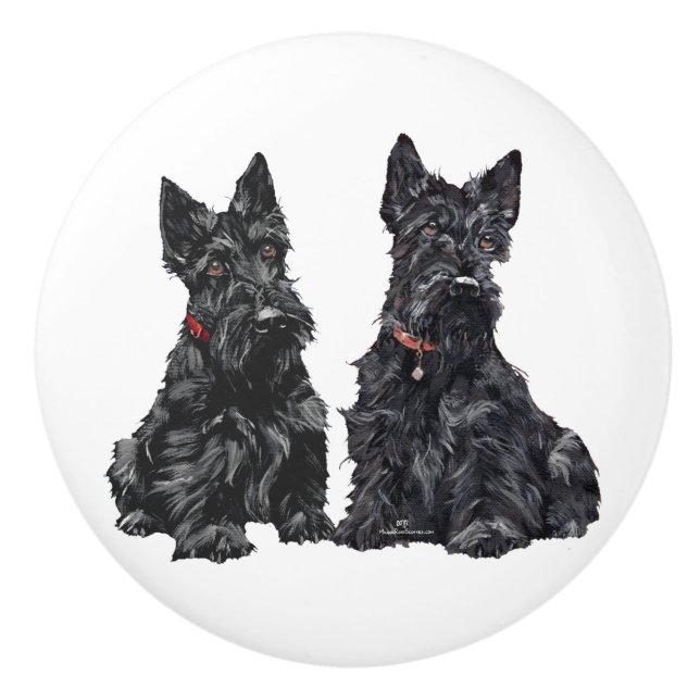 Bouton De Porte En Céramique Scottish Terrier Knobs (Devant)