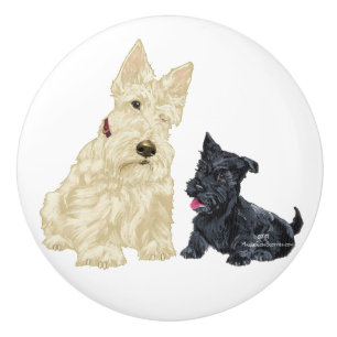 Bouton De Porte En Céramique Scottish Terrier Knobs