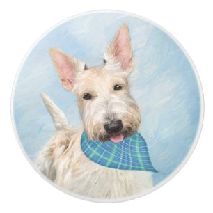 Bouton De Porte En Céramique Scottish Terrier Wheaten Dog Painting Art original