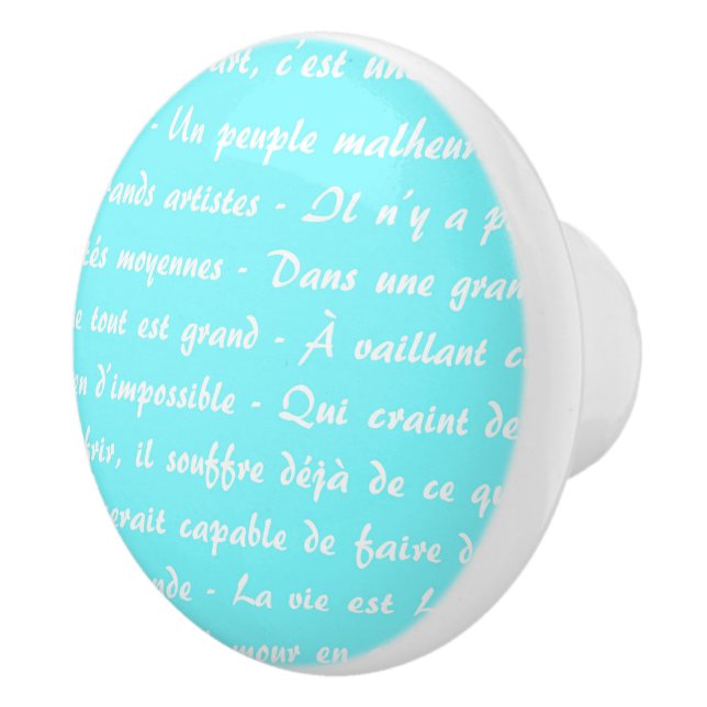Bouton De Porte En Céramique Script français Aqua (Droite)
