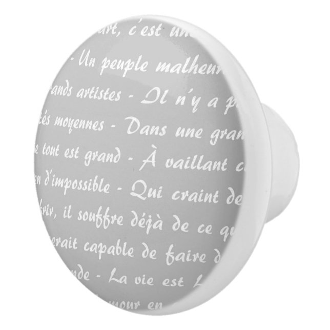 Bouton De Porte En Céramique Script gris en français (Droite)