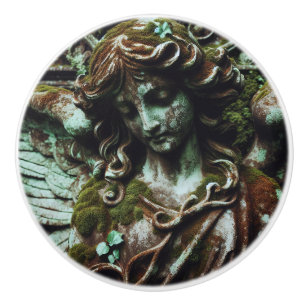 Bouton De Porte En Céramique Sculpture d'ange couverte dans Patina