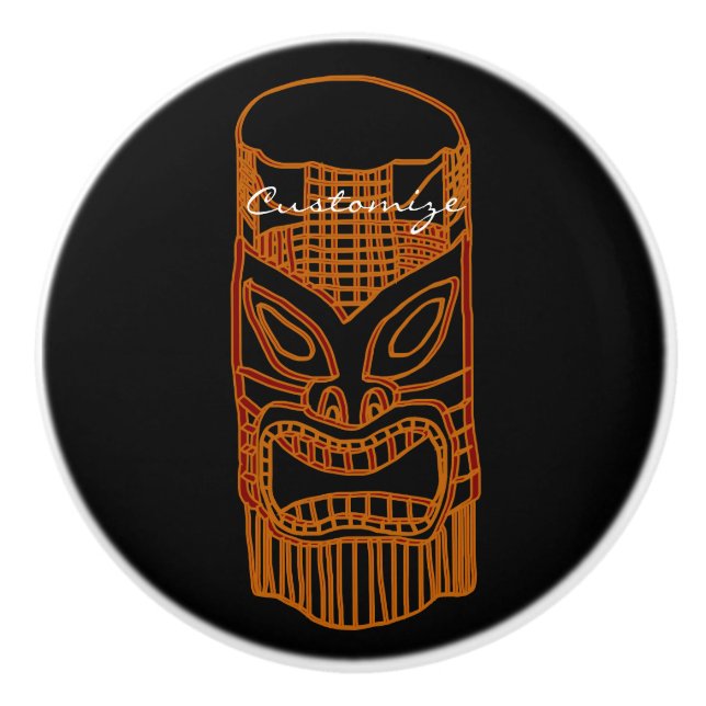 Bouton De Porte En Céramique Sculpture Gold Tiki Thunder_Cove (Devant)