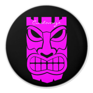 Bouton De Porte En Céramique Sculpture rose Tiki Thunder_Cove