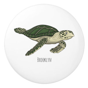 Bouton De Porte En Céramique Sea turtle cartoon
