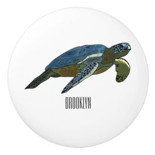 Bouton De Porte En Céramique Sea turtle cartoon