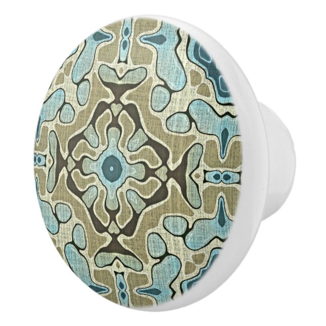 Bouton De Porte En Céramique Seafoam Green Turquoise Blue Ochre Ethnic Tribu Ar (Droite)