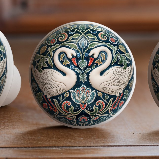 Bouton De Porte En Céramique Sérénade de cygne en céramique bouton Tirer (Créateur téléchargé)