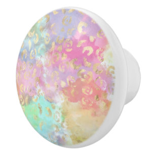 Bouton De Porte En Céramique Série de design peinture léopard 2