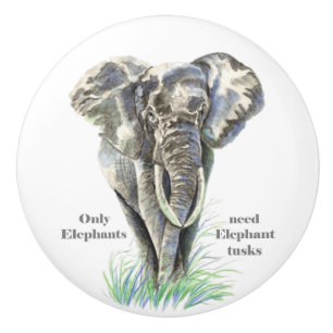 Bouton De Porte En Céramique Seuls les éléphants ont besoin des défenses des él