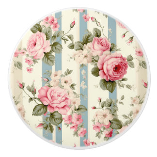 Bouton De Porte En Céramique Shabby Chic Roses Vintages