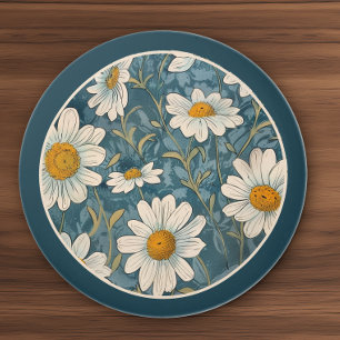 Bouton De Porte En Céramique Shasta Daisy, Art Nouveau Bordé