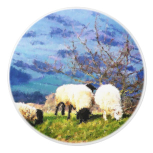 BOUTON DE PORTE EN CÉRAMIQUE SHEEP