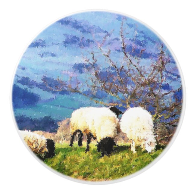 BOUTON DE PORTE EN CÉRAMIQUE SHEEP (Devant)