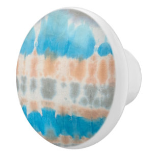 Bouton De Porte En Céramique Shibori Peinture Tie Dye Coastal
