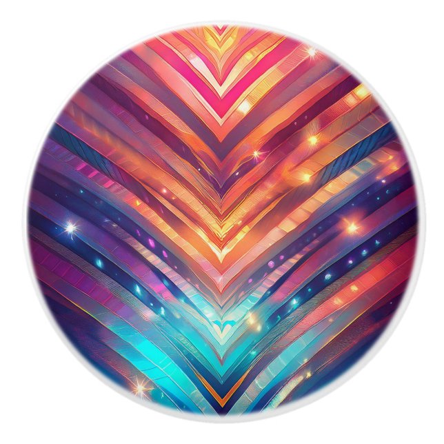 Bouton De Porte En Céramique Shiny Chevron (Devant)