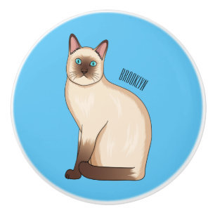 Bouton De Porte En Céramique Siamese cat cartoon