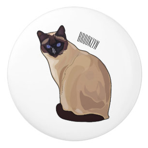 Bouton De Porte En Céramique Siamese cat cartoon