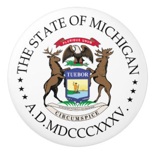 Bouton De Porte En Céramique signe du Michigan