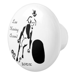 Bouton De Porte En Céramique Silhouette Cowgirl Barrel Racing